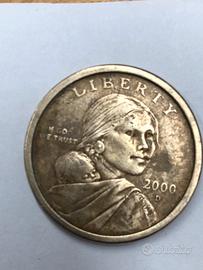 Raro Dollaro Sacagawea anno  2000 color oro