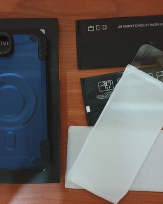 Cover iPhone 16e MagSafe Blu + 2 Vetri