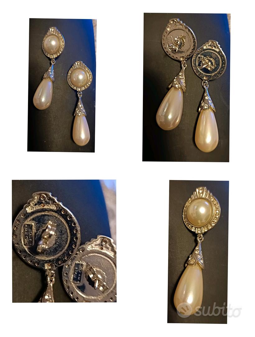 Orecchini Stile Vintage Perla E Pietra Blu In Argento Gioielli Shop Online - Foto 2