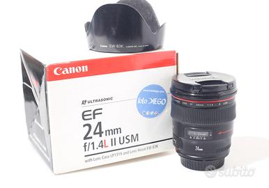 OBIETTIVO CANON EF 24 MM F/1.4L II USM. GARANZIA.