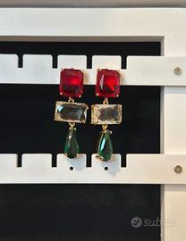 Orecchini pendenti oro tricolore