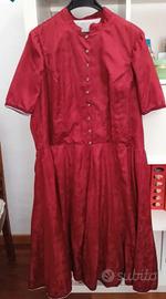Abito vintage rosso damascato/jacquard