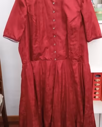 Abito vintage rosso damascato/jacquard