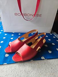 sandali Gravati rossi in pelle e cuoio