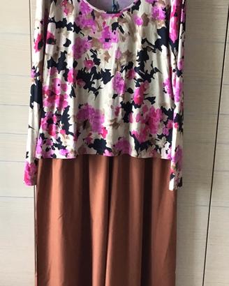 Completo :pantalone palazzo ruggine con maglietta