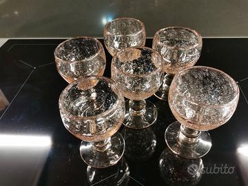 set  6 bicchieri vintage in  vetro  rosa cipria 