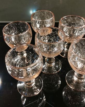 set  6 bicchieri vintage in  vetro  rosa cipria 