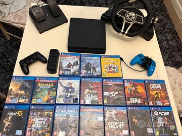 Play Station 4 + giochi + volante con pedali
