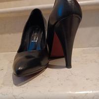 Décolleté nere vera pelle con tacco