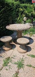 Tavolo da giardino in cemento con sgabelli vintage