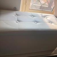 Pouf baule contenitore bianco portaoggetti