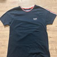 T shirt superdry blu con bande colorate