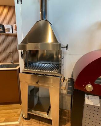 Barbecue a carbone in acciaio inox con carrucola
