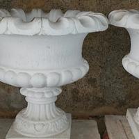 Vaso cemento, forma calice bianco vasi 