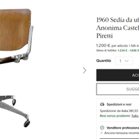 1960 Sedia da ufficio vintage Anonima Castelli
