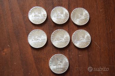 7 monete 500 lire argento anno 1966