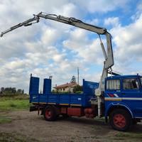 Autocarro pianale con rampe e gru