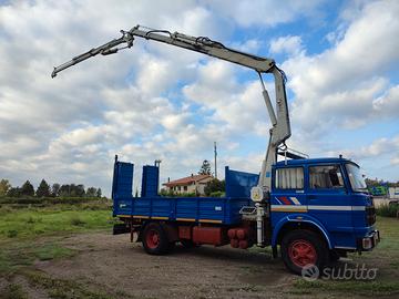 Autocarro pianale con rampe e gru