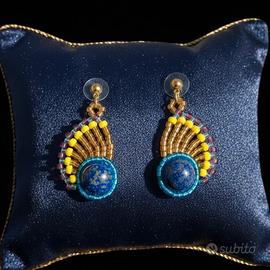 Orecchini artigianali etnici lapislazzuli vintage