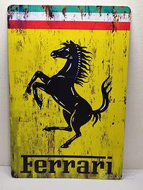 Targa Metallo Ferrari Cavallino Rampante 30x20cm