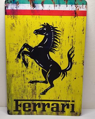 Targa Metallo Ferrari Cavallino Rampante 30x20cm