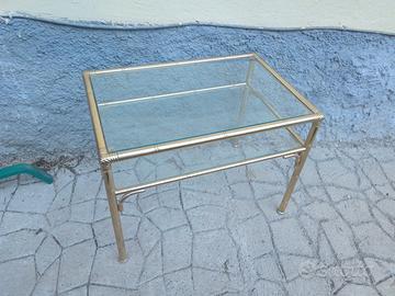 tavolino elegante vetro e metallo da salotto