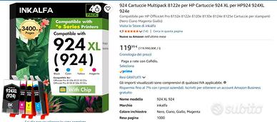 924 Cartuccie Multipack 8122e per HP