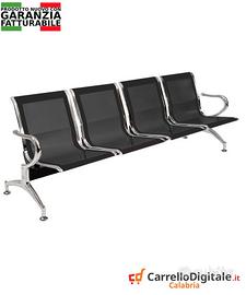 Sedie da attesa in acciaio colore rosso 4 posti