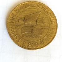 moneta 200 lire 1992 Genova mostra filatelia 