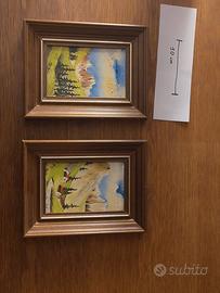 Coppia dipinti paesaggio montano firmati