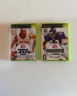 2 giochi Xbox Classic-NBA Live 04+Madden NFL 05