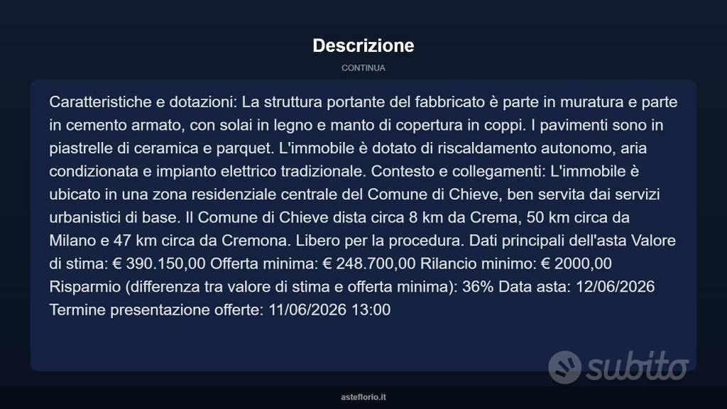 Appartamento – Chieve - Altro