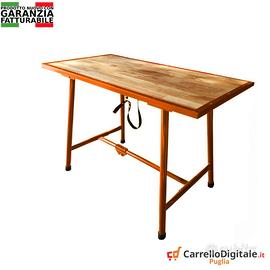 Tavolo lavoro pieghevole legno e acciaio Arancio