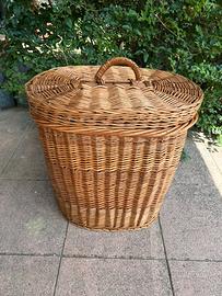 Cesta di vimini per il bucato anni ‘80