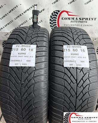 2 PNEUMATICI 215/60 R16 KUMHO INVERNALI 75%