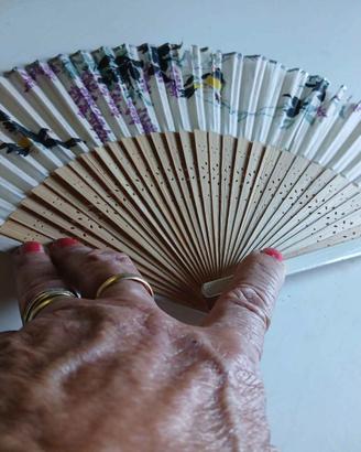 Ventaglio Orientale Vintage in Legno e Carta