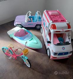 Set ambulanza bici motoscafo jeep barbie