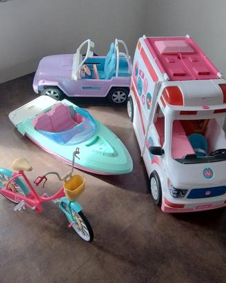 Set ambulanza bici motoscafo jeep barbie
