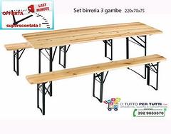 SET BIRRERIA TAVOLO 2 PANCHE 220X80 70 LEGNO SAGRE