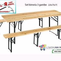 SET BIRRERIA TAVOLO 2 PANCHE 220X80 70 LEGNO SAGRE