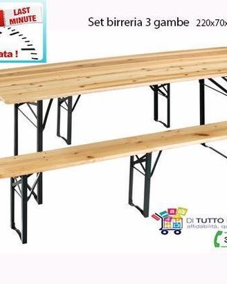 SET BIRRERIA TAVOLO 2 PANCHE 220X80 70 LEGNO SAGRE