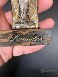 Statuina Madonna di Lourdes in legno peltro