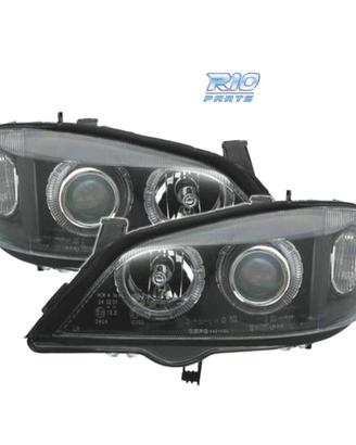 FARI PER OPEL ASTRA G 97-04 ANGEL EYES FONDO NERO 