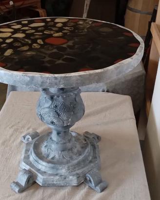 TAVOLINO tondo con pietre di fiume e RESINA EPOXY