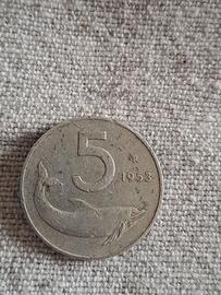 Moneta 5 lire 1953