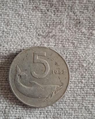 Moneta 5 lire 1953