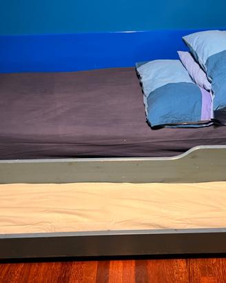 Doppio letto in massello cm 3, color turchese