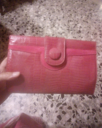 Borsa clutch fucsia in pelle Silvano Biagini