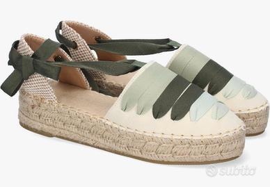 Espadrillas basse beige e verdi