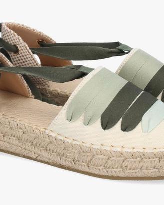 Espadrillas basse beige e verdi